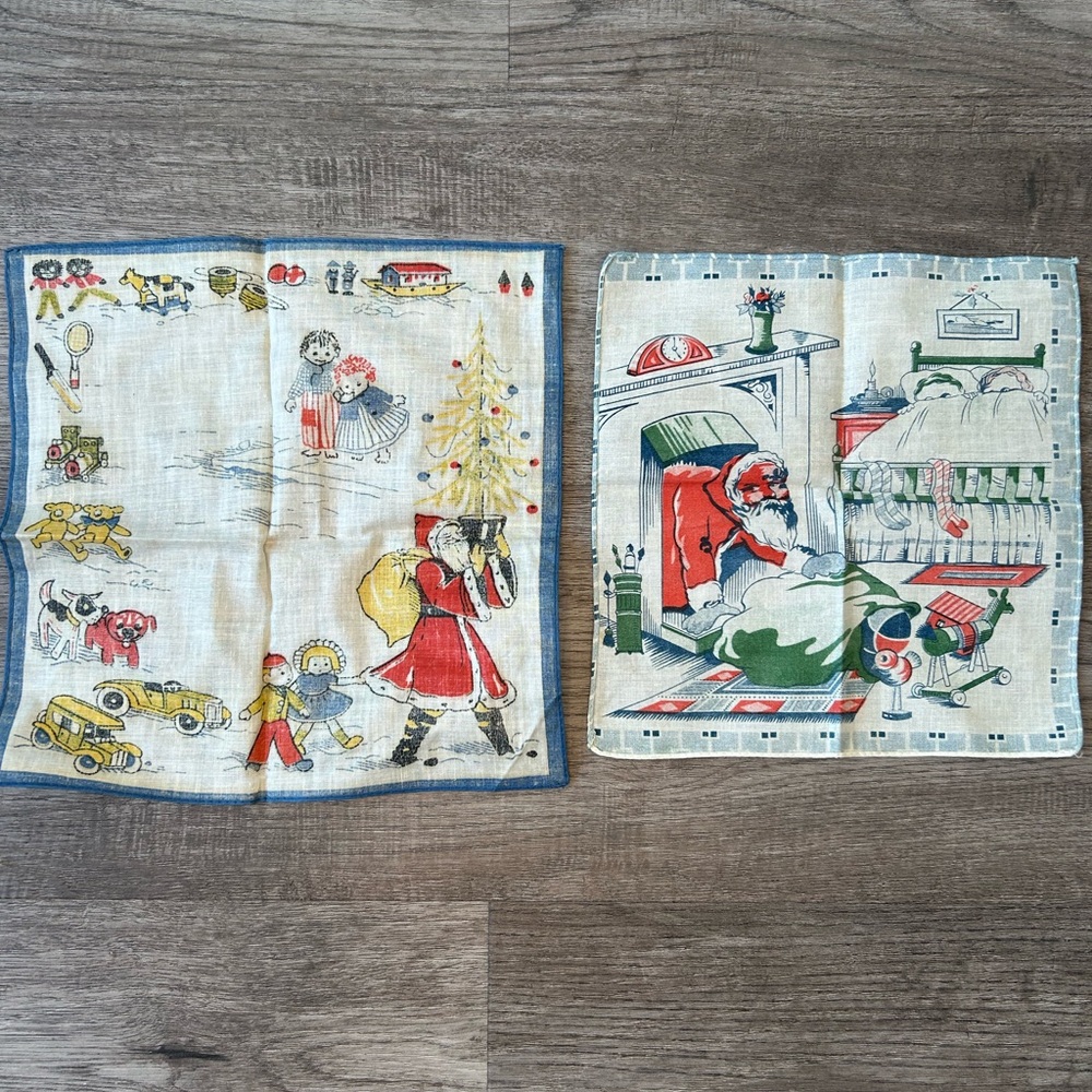 Vintage Festive Christmas Handkerchief Duo - Picture 5 of 7